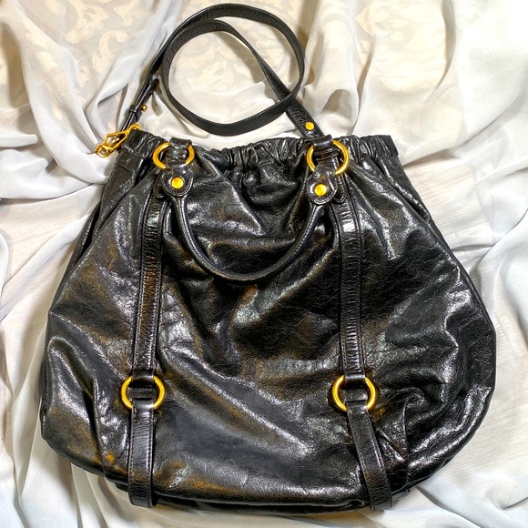 AUTH MIUMIU Vitello Lux Gathered Shopper Shine Bag - Picture 15 of 16